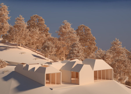 Cross-Laminated Timber Panels and Charred Wooden Shingles in a Flexible Community Space  