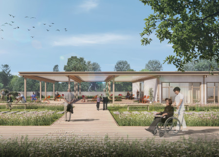 Charred Wooden Shingles and Cross-Laminated Timber Create a Community Space for Engagement  