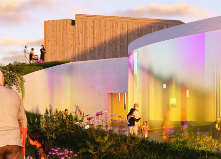Charred Wooden Shingles and Laminated Timber Panels Define a Flexible Community Space  