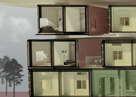 Charred Wooden Shingles and Natural Ventilation in a Community-Centric Housing Solution