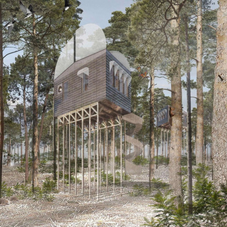 Charred Wooden Shingles and Cross-Laminated Timber Create A Harmonious Community Space