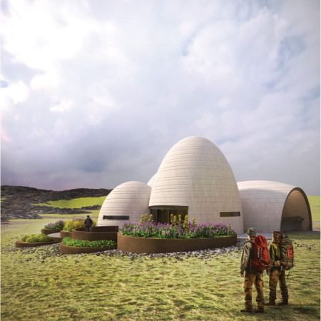Lava-Inspired Structure Utilizing 3D-Printed Concrete for Seasonal Ski Retreat  