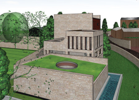 Guest House Featuring a Green Roof and Local Limestone Integration