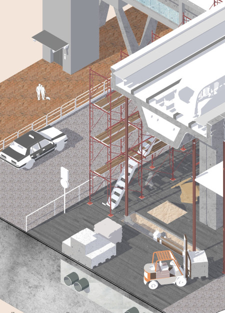 Charred Wood Shingles and Steel Framing Create Transitional Housing Under Transit Tracks  