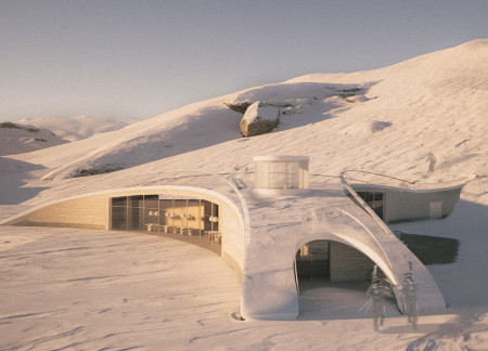 Rammed Earth and Basalt Stone Cabin Designed for Winter Retreats in Iceland’s Unique Landscape