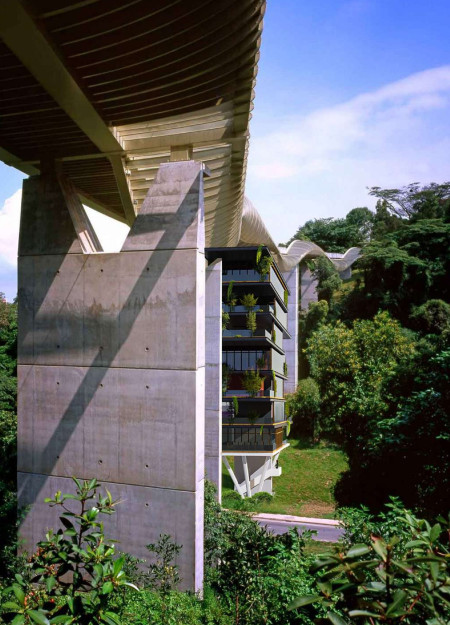 Residential development featuring vertical gardens and cantilevered balconies in a sustainable urban context