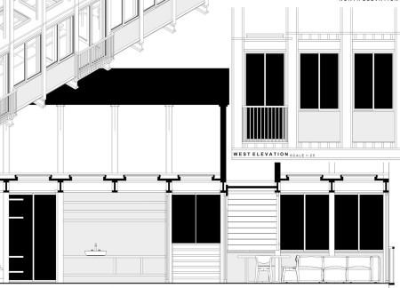 Elevated Living Under A Bridge With Steel Framework And Wood Cladding  