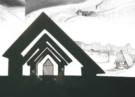 Driftwood Facades and Volcanic Rock Foundations in Community-Centric Spaces  