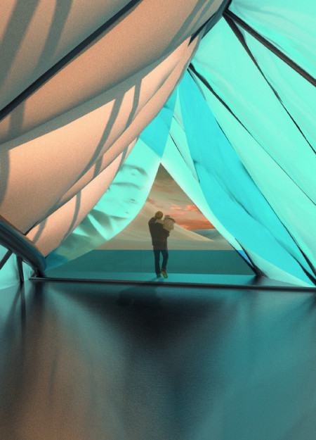 Triangular Steel Framework with ETFE Facade in a Natural Landscape Setting  