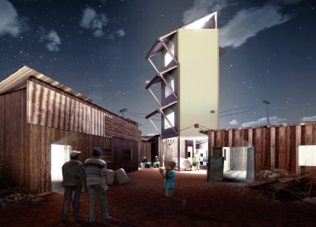 Charred Wooden Shingles and Cross-Laminated Timber Panels Defining Community Interaction Through Sustainable Living  