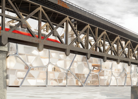 Cellular Living Units Enhanced by Transparent Polycarbonate and Steel Framework Under Urban Infrastructure