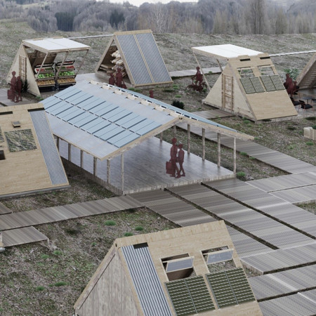 Charred Wooden Shingles and Cross-Laminated Timber Create a Harmonious Mixed-Use Urban Space  
