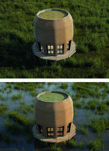 Charred Wooden Shingles and Green Roofs Shaping a Community Hub for Local Engagement