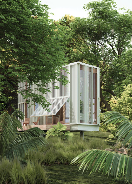 Charred Wooden Shingles and Cross-Laminated Timber Define a Harmonious Community Space
