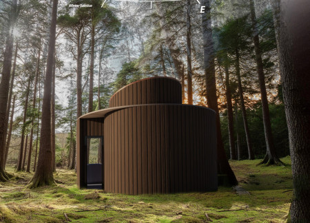 Charred Wooden Shingles and Cross-Laminated Timber Panels in a Multifunctional Urban Space