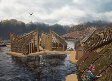 Charred Wooden Shingles and Cross-Laminated Timber Define a Sustainable Community Haven