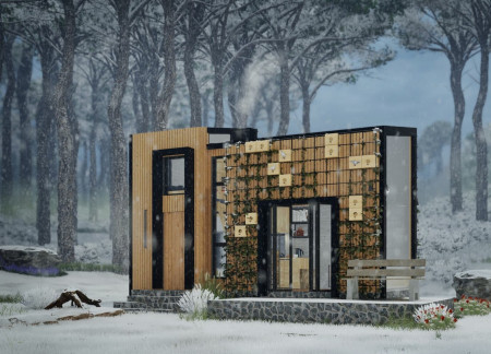 Charred Wooden Shingles and Cross-Laminated Timber Panels Define Community Engagement Space  