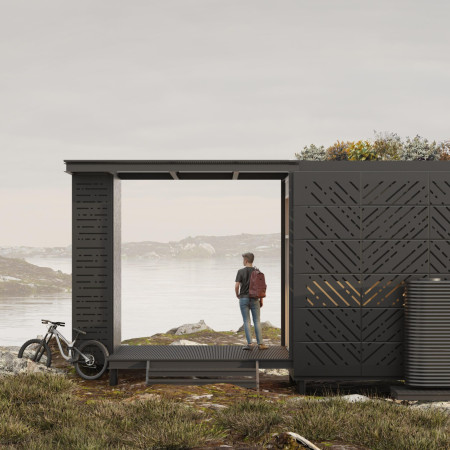 Charred Wooden Shingles and Green Roofs Shape a Sustainable Community Hub