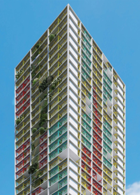 Charred Wood Facade Envelops Green Roof Oasis in Mixed-Use Urban Development  