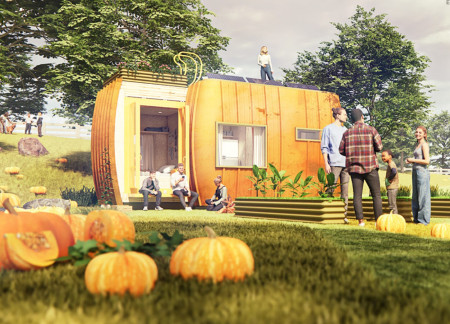 Cross-Laminated Timber Microhome Featuring Dynamic Push-Pull Configuration for Community Engagement