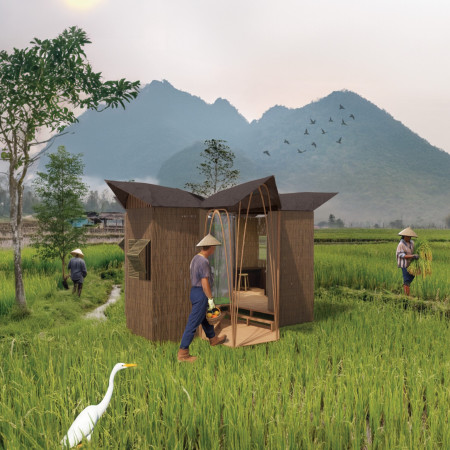 Bamboo Structure With Vertical Garden Enhancing Rural Ecotourism Experience  