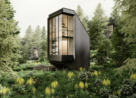 Charred Wooden Shingles and Cross-Laminated Timber Panels Define a Versatile Community Hub