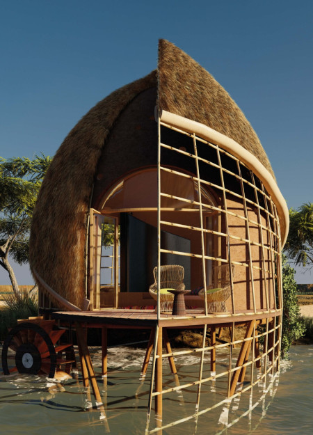 Charred Wooden Shingles and Cross-Laminated Timber Panels Forming A Multifunctional Community Hub