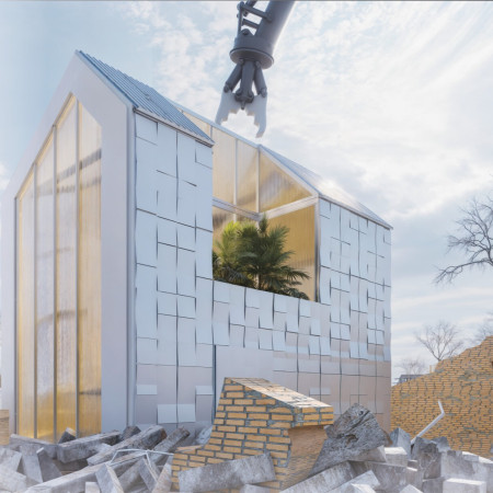 Charred Wooden Shingles and Cross-Laminated Timber Panels Forming a Flexible Community Hub
