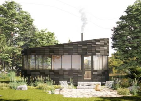 Charred Wooden Shingles and Cross-Laminated Timber Panels Defining a Community Hub Through Sustainable Design