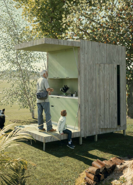 Charred Wooden Shingles and Modular Spaces Define This Eco-Conscious Community Hub  