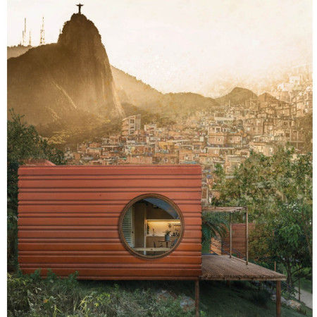 Charred Wooden Shingles and Steel Framework in Multifunctional Community Housing Solution  