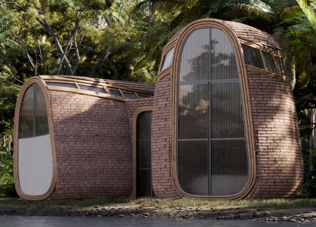 Charred Wooden Shingles and Cross-Laminated Timber Panels Enhance Community Connectivity