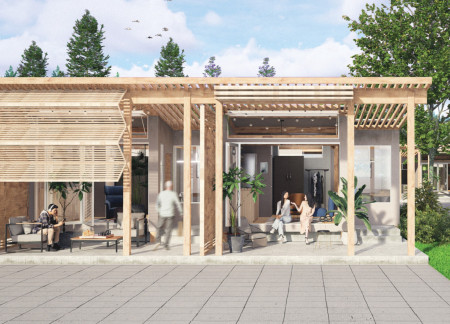 Cedar Micro-Units with Community Hall and Rainwater Harvesting Systems  