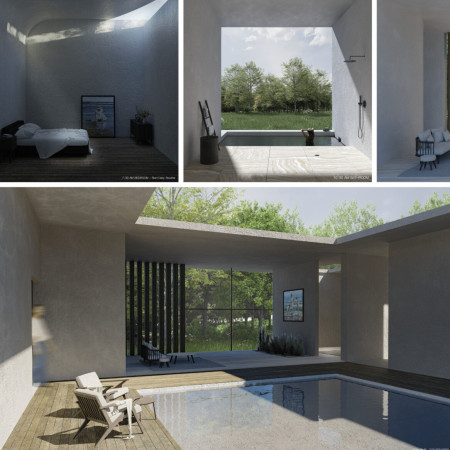Charred Wooden Shingles and Precast Concrete Define A Multifunctional Urban Space  