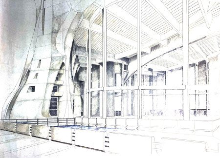 Curvilinear Structure Featuring Green Roof and Treated Wood for Community Engagement