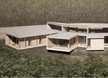 Cross-Laminated Timber Panels and Charred Shingles Define a Community Space in Harmony with Nature