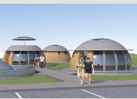 Charred Wooden Shingles and Cross-Laminated Timber Panels Define a Multifunctional Community Space