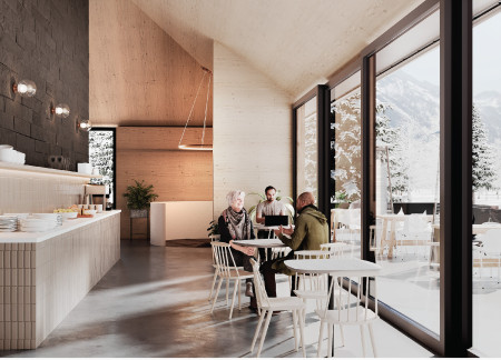 Charred Wooden Shingles Complementing Cross-Laminated Timber in Sustainable Urban Living