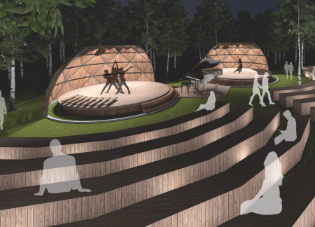 Charred Wooden Shingles and Cross-Laminated Timber Panels Enhance Sustainable Community Integration