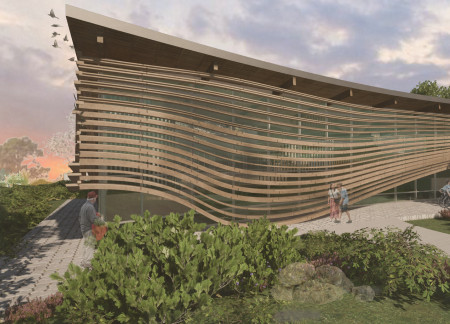 Charred Wooden Shingles and Cross-Laminated Timber Create a Resilient Community Hub