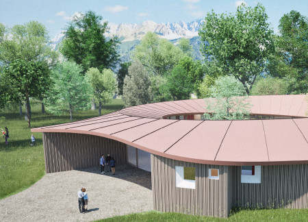 Circular Design Featuring Natural Wood Finishes and Skylights for Healing Environments  