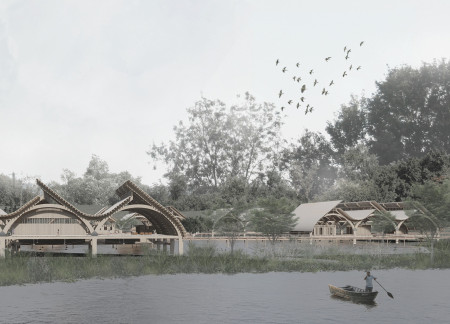Charred Wooden Shingles and Cross-Laminated Timber Panels Define a Multi-Use Community Haven