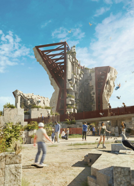 Charred Wooden Shingles and Prefabricated Structures Create a Multifunctional Urban Sports Park  