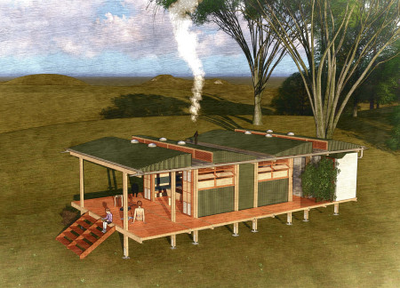 Charred Wooden Shingles and Green Roofs Defining a Community Center with Sustainable Elements