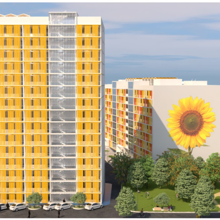 Recycled Concrete and Sustainable Wood Create Flexible Living Spaces in Urban Context  