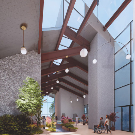 Charred Wooden Shingles and Cross-Laminated Timber Panels Elevate Healing Spaces in Healthcare Design  