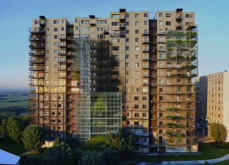 Charred Wooden Shingles and Cross-Laminated Timber Enveloping a Community-Centric Space