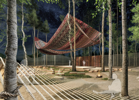 Interwoven Ropes and Local Timber Create a Harmonious Festival Space in Latvia  