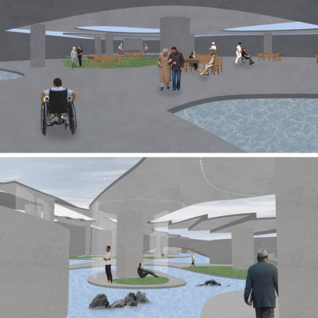 Curved Concrete Roof and Water Features Create a Serene Sanctuary for Terminal Care  