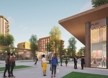 Charred Wooden Shingles and Cross-Laminated Timber Panels in a Multifunctional Community Space  